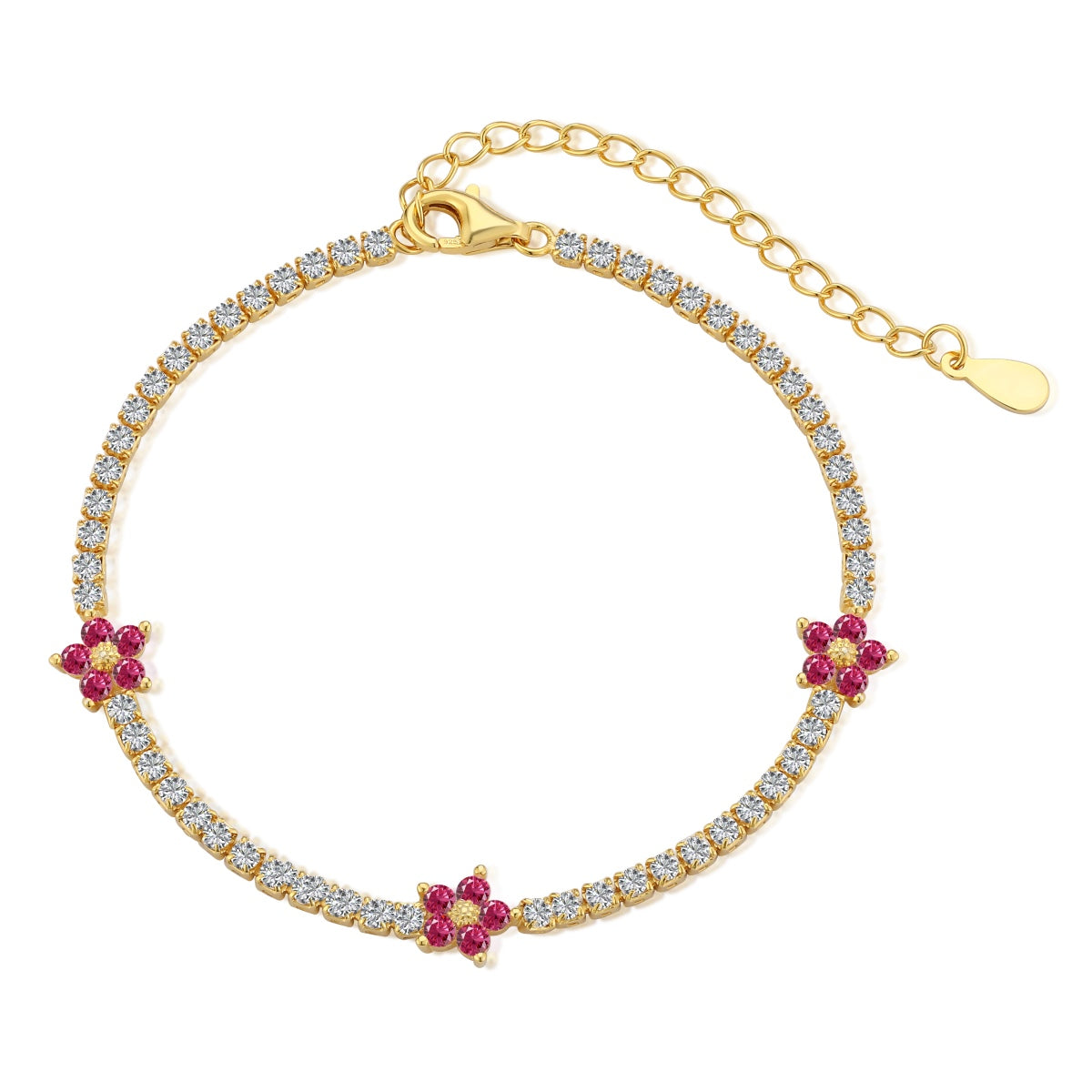 [Solara Jewelry]Sparkling Flower Shape Tennis Bracelet