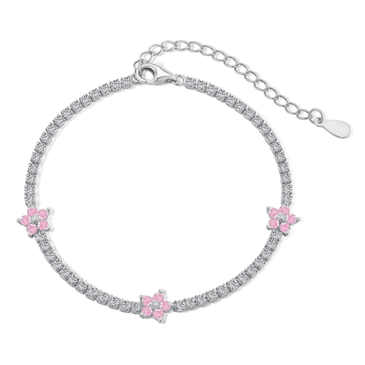 [Solara Jewelry]Sparkling Flower Shape Tennis Bracelet