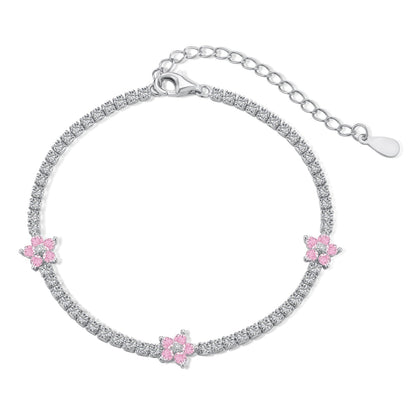 [Solara Jewelry]Sparkling Flower Shape Tennis Bracelet