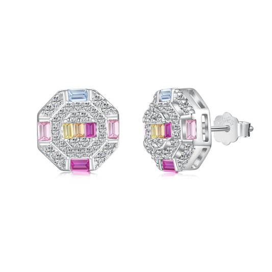 [Solara Jewelrys ]Ornate Colorful Octagon Shape Daily Earrings