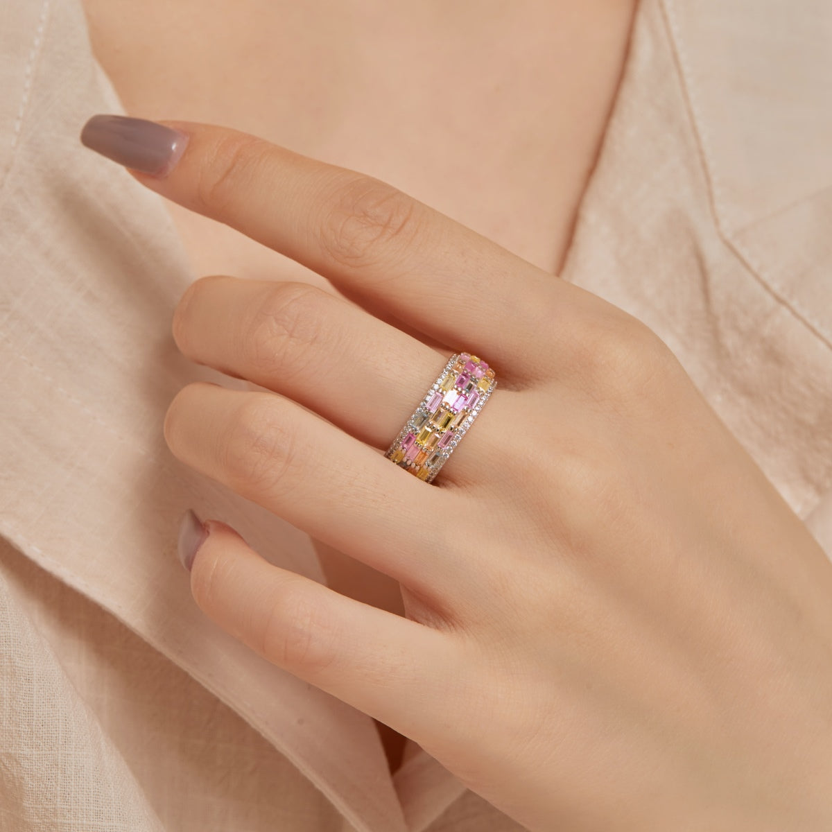 [Solara Jewelry]Radiant Colorful Radiant Cut Daily Ring