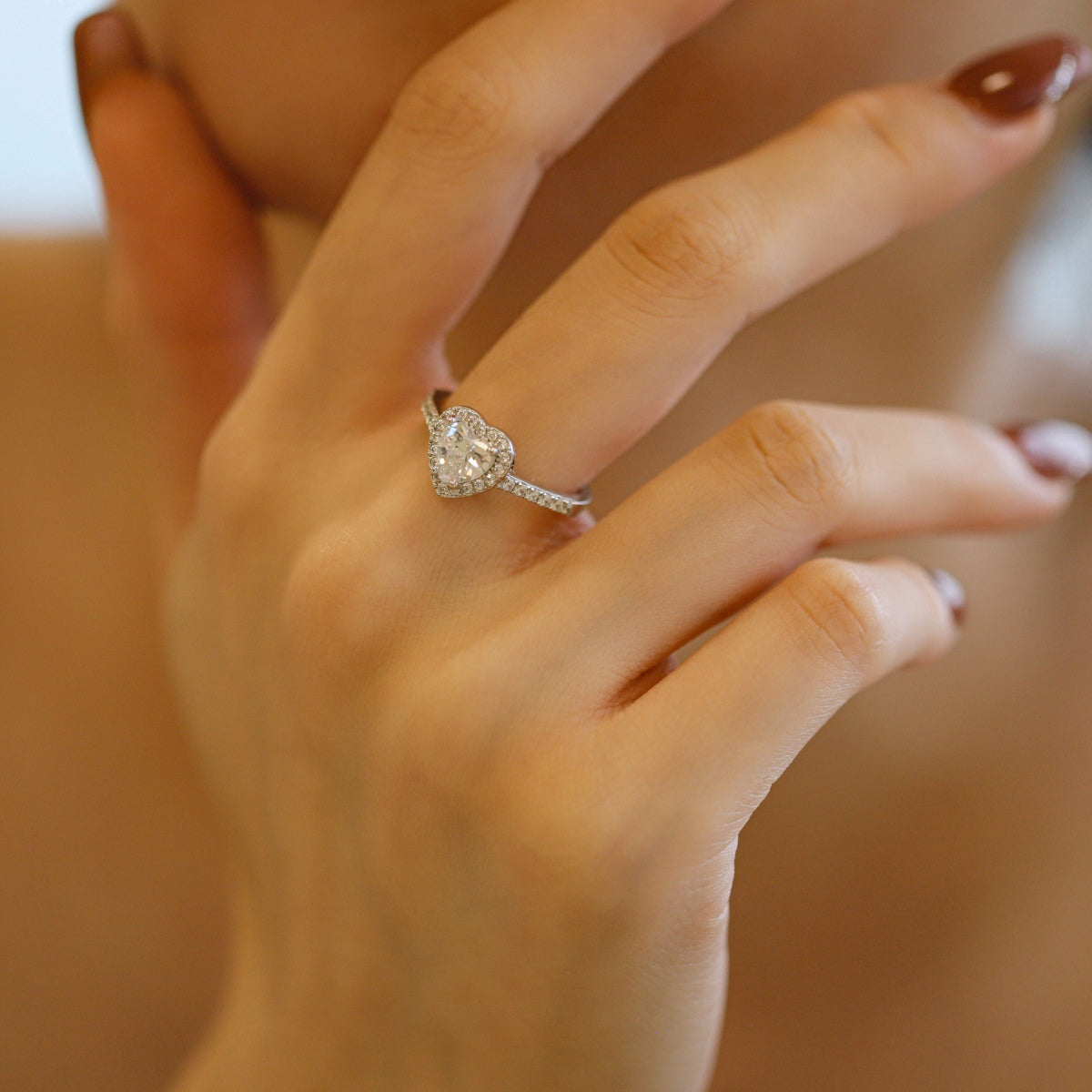 [Solara Jewelry]Eternity Splashy Romantic Heart Shape Lover Ring