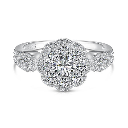 [Solara Jewelry]Delicate Colorful Round Cut Flower Shape Wedding Ring