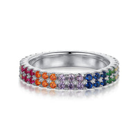 [Solara Jewelry]Unique Colorful Round Cut Tennis Ring