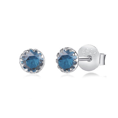 [Solara Jewelry]Sparkling Colorful Round Shape Earrings