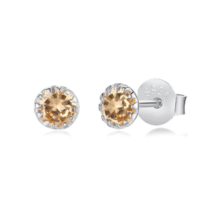 [Solara Jewelry]Sparkling Colorful Round Shape Earrings