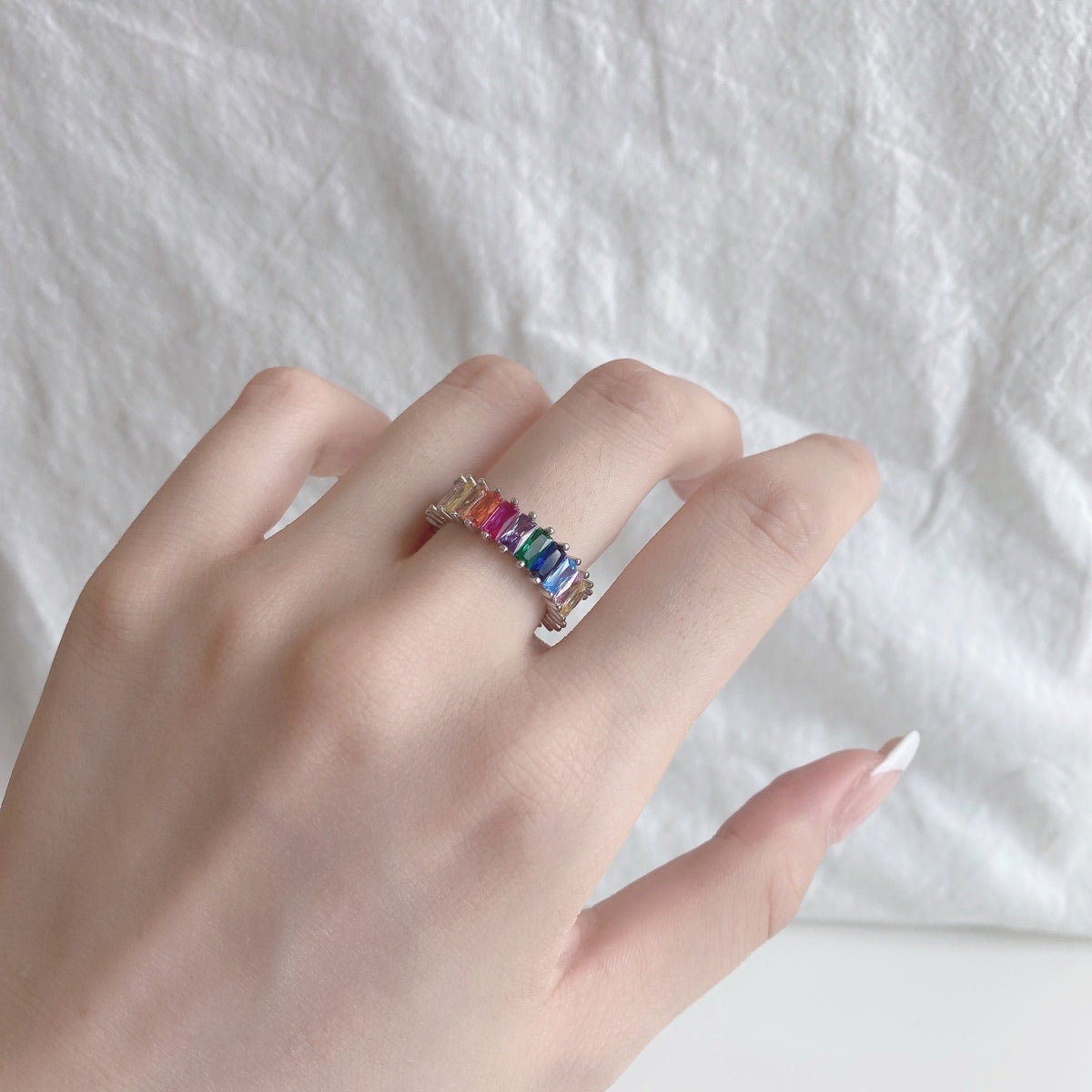 [Solara Jewelry]Unique Colorful Radiant Cut RIng