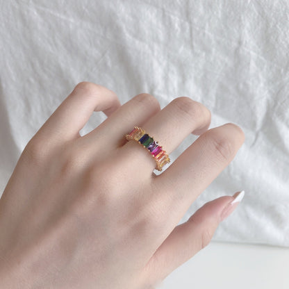 [Solara Jewelry]Unique Colorful Radiant Cut RIng
