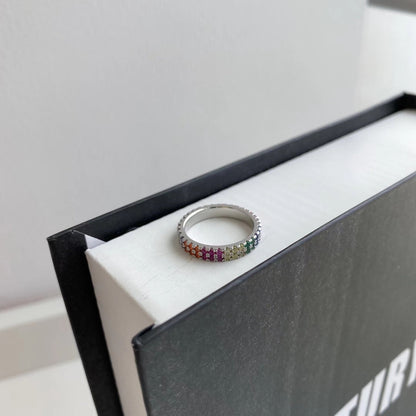 [Solara Jewelry]Unique Colorful Round Cut Tennis Ring