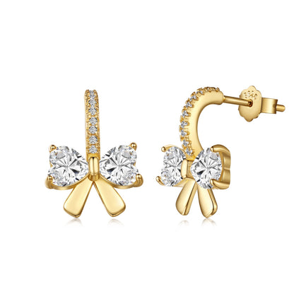 [Solara Jewelry]Exquisite Earrings With Heart-Shaped Bow Design