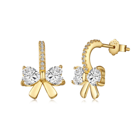 [Solara Jewelry]Exquisite Earrings With Heart-Shaped Bow Design