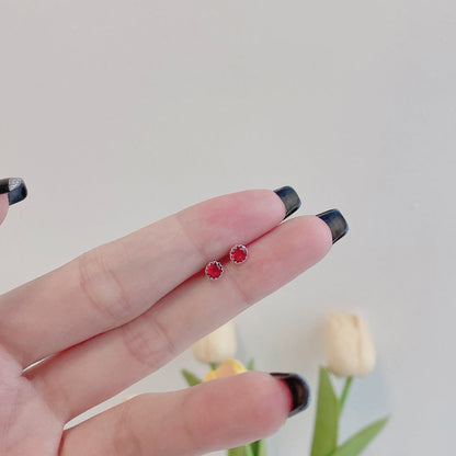 [Solara Jewelry]Sparkling Colorful Round Shape Earrings