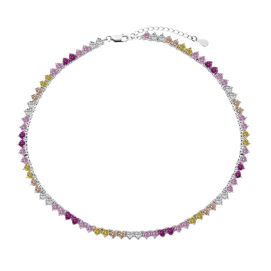 [Solara Jewelrys ]Sparkling Colorful Full Heart Tennis Necklace