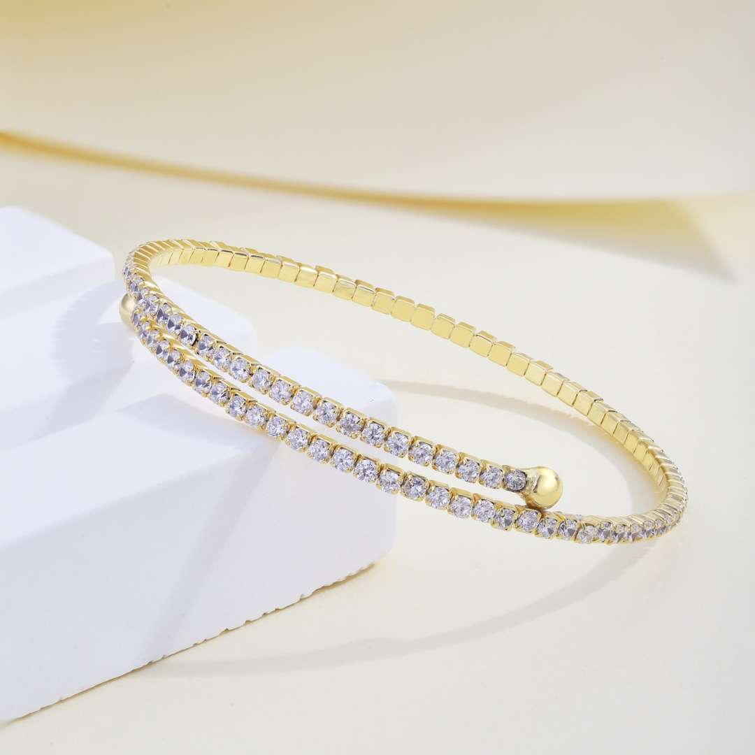 [Solara Jewelry]Row of Diamonds Round Fashion Bracelet