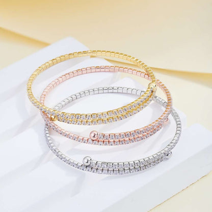 [Solara Jewelry]Row of Diamonds Round Fashion Bracelet