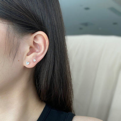[Solara Jewelry]Sparkling Heart Shaped Simple Earrings