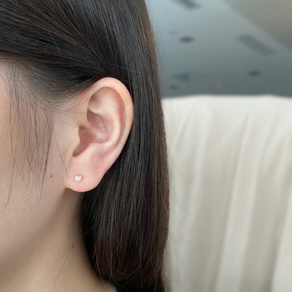 [Solara Jewelry]Sparkling Heart Shaped Simple Earrings