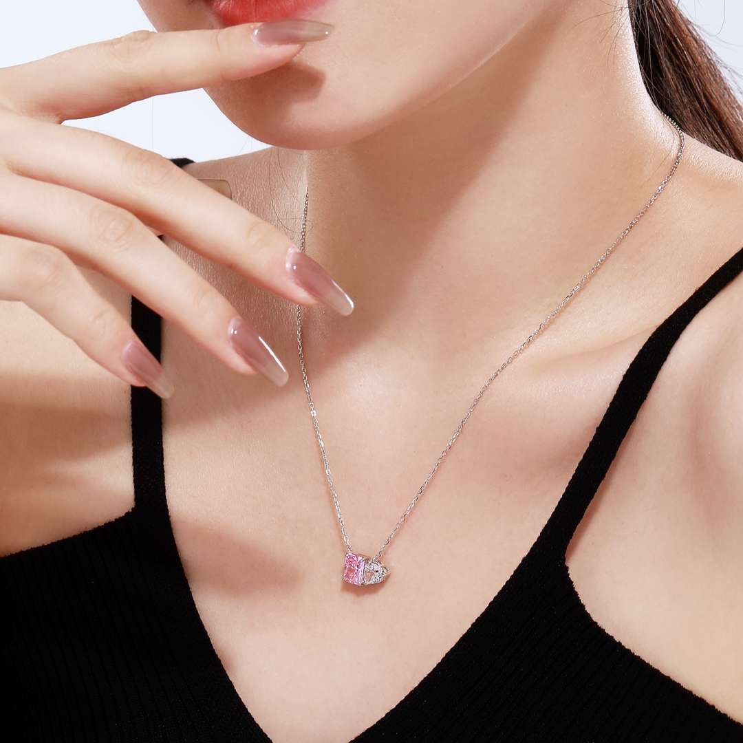 [Solara Jewelry]Dazzling Square & Heart Shape Necklace