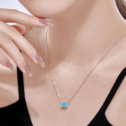 [Solara Jewelry]Luxurious Square Shape Colorful Necalack