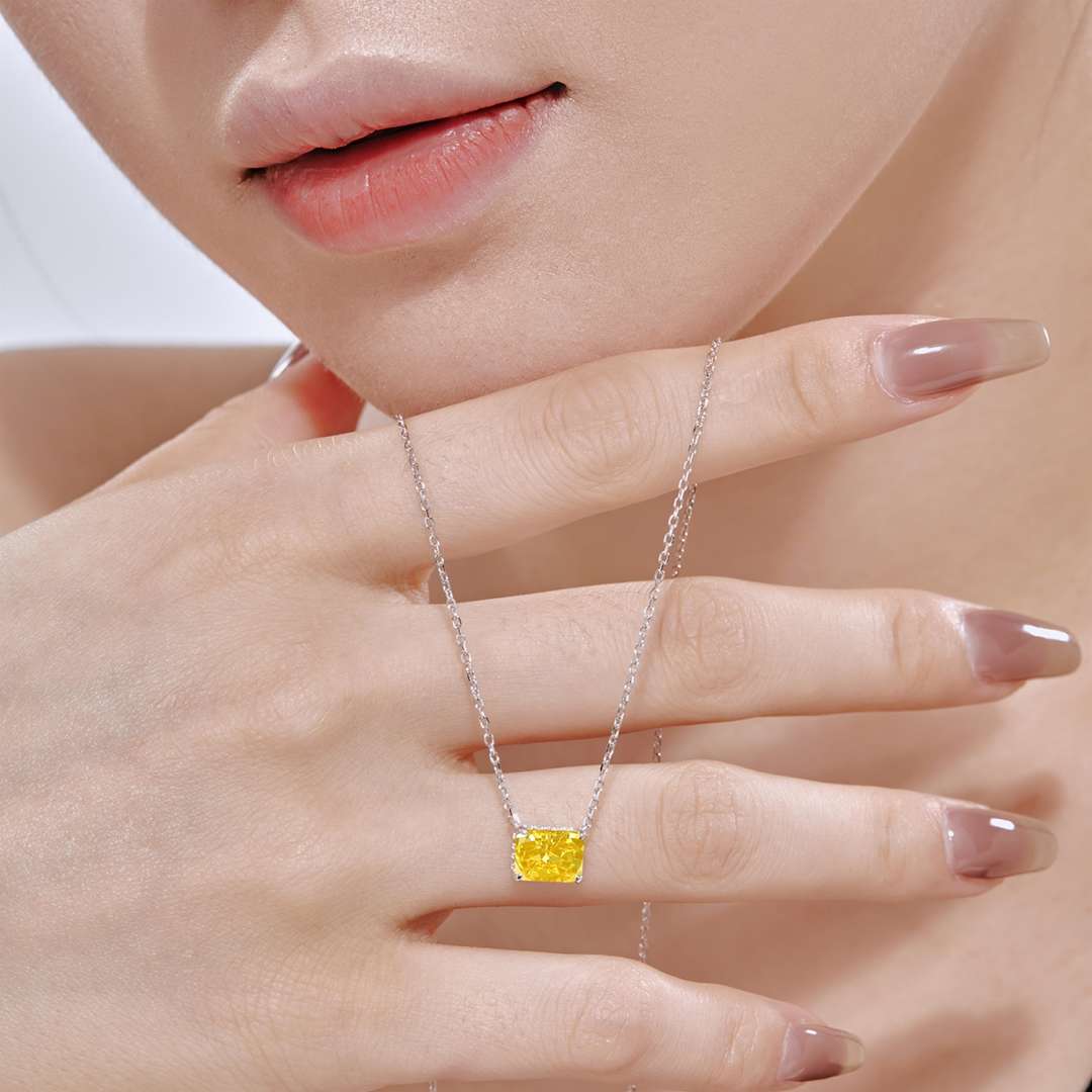 [Solara Jewelry]Luxurious Square Shape Colorful Necalack