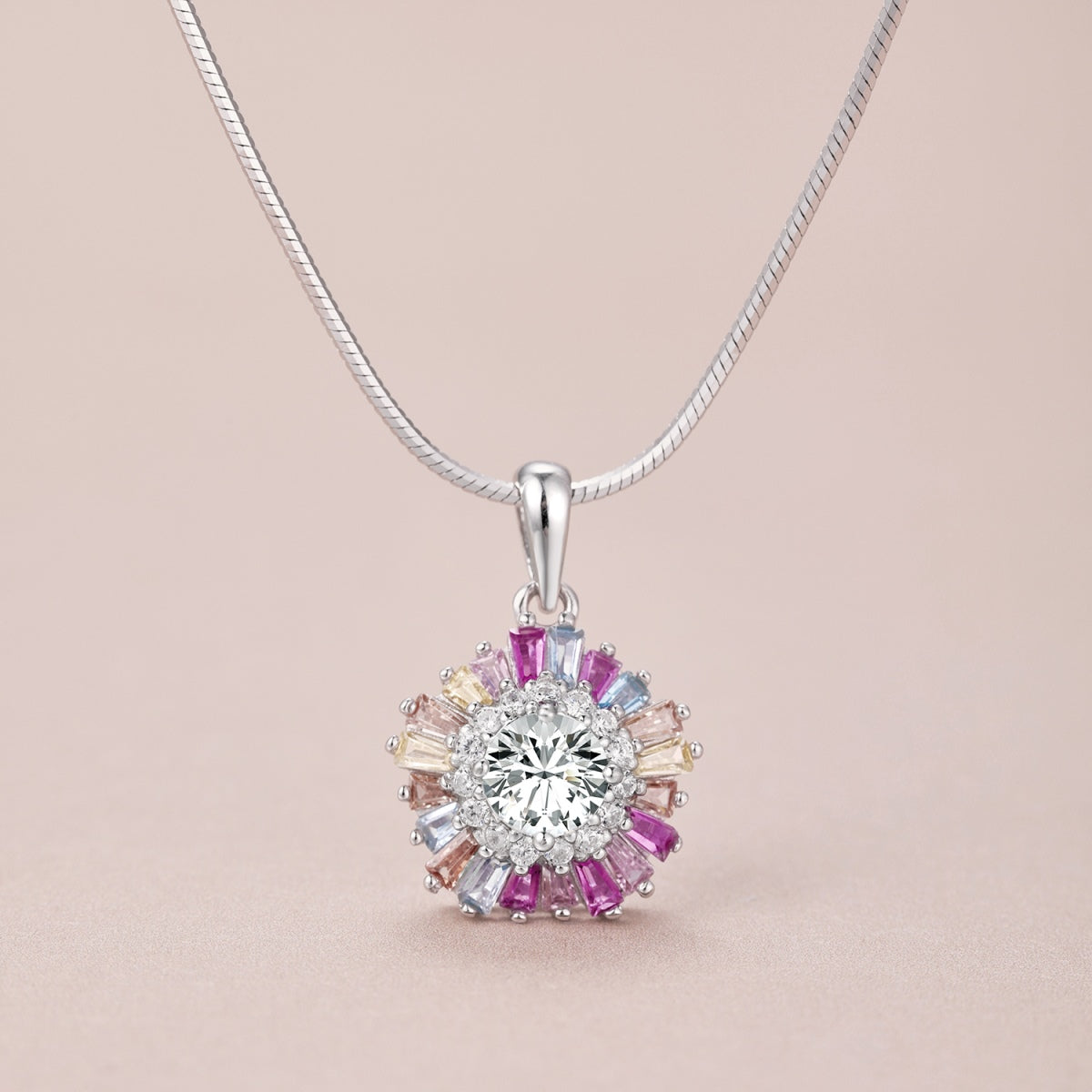 [Solara Jewelry]Charming Flower Colorful Necklace