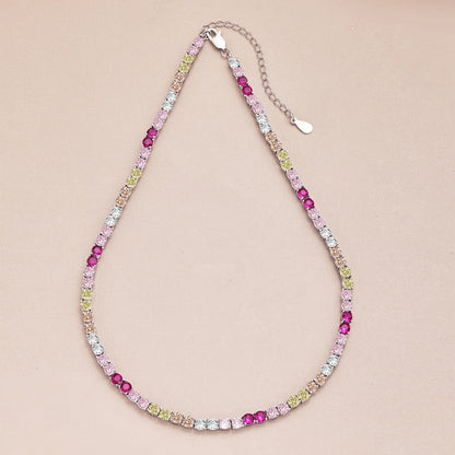[Solara Jewelry]Delicate Colorful Tennis Necklace