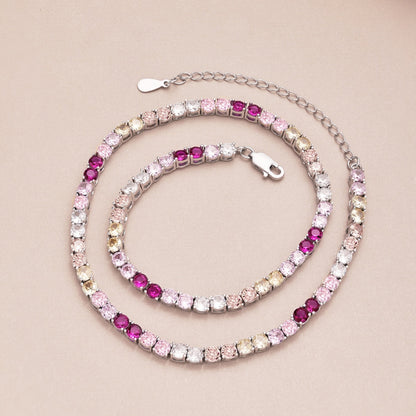 [Solara Jewelry]Delicate Colorful Tennis Necklace