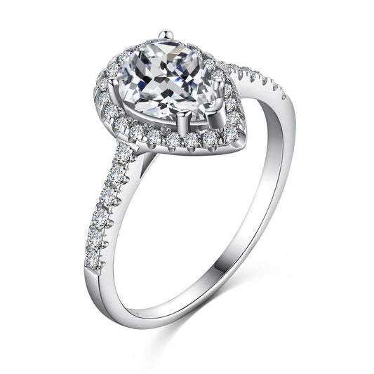 [Solara Jewelrys ]1.0 Carat Luxurious Resplendent Water Drop Shape Wedding Ring