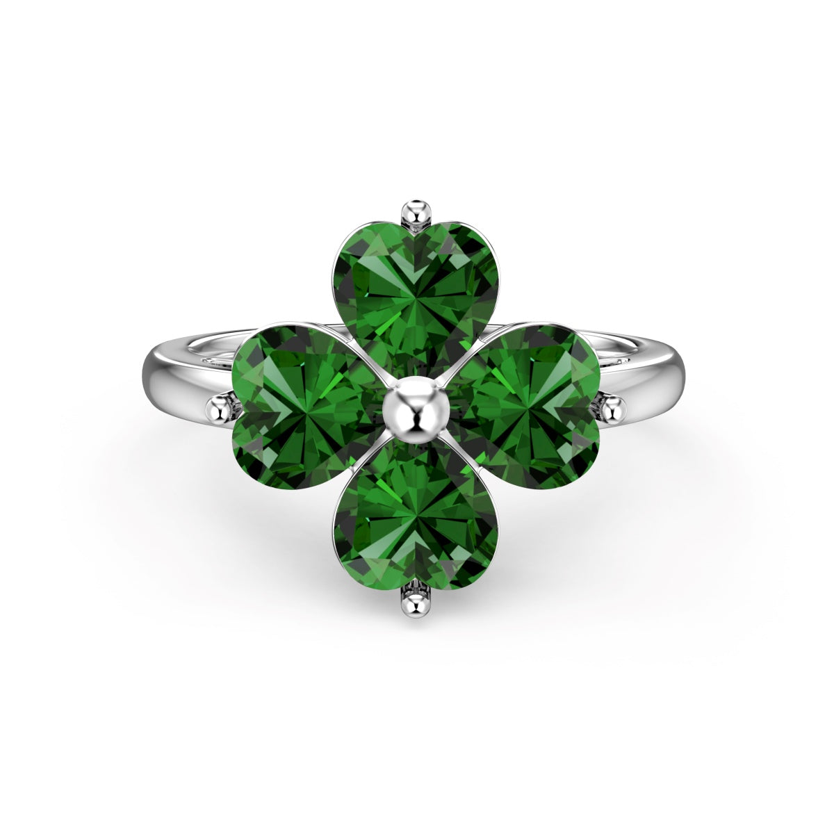[Solara Jewelry]Heart-shaped Four-Leaf Clover Ball Ring