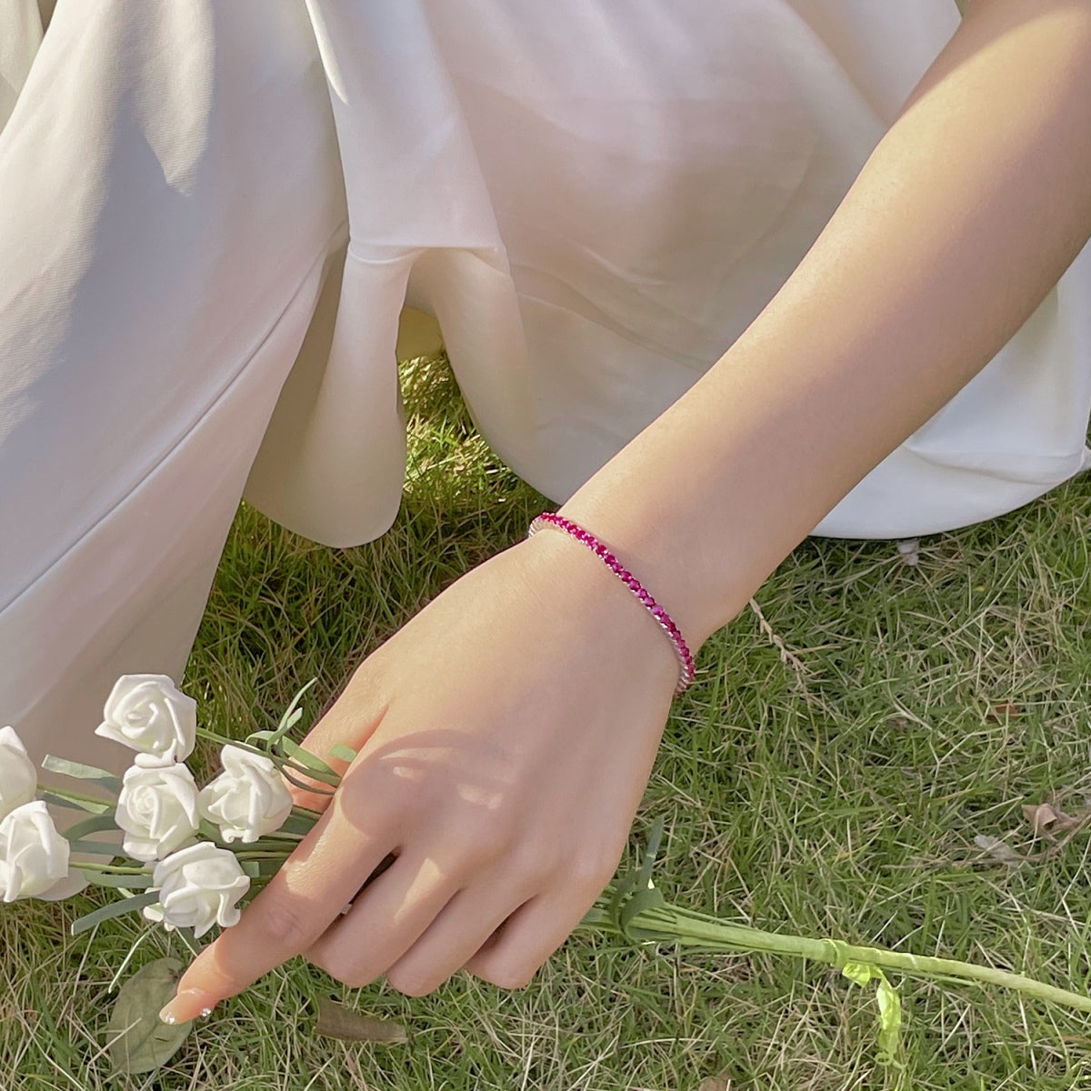 [Solara Jewelry]Radiant Colorful Round Cut Party Bracelet