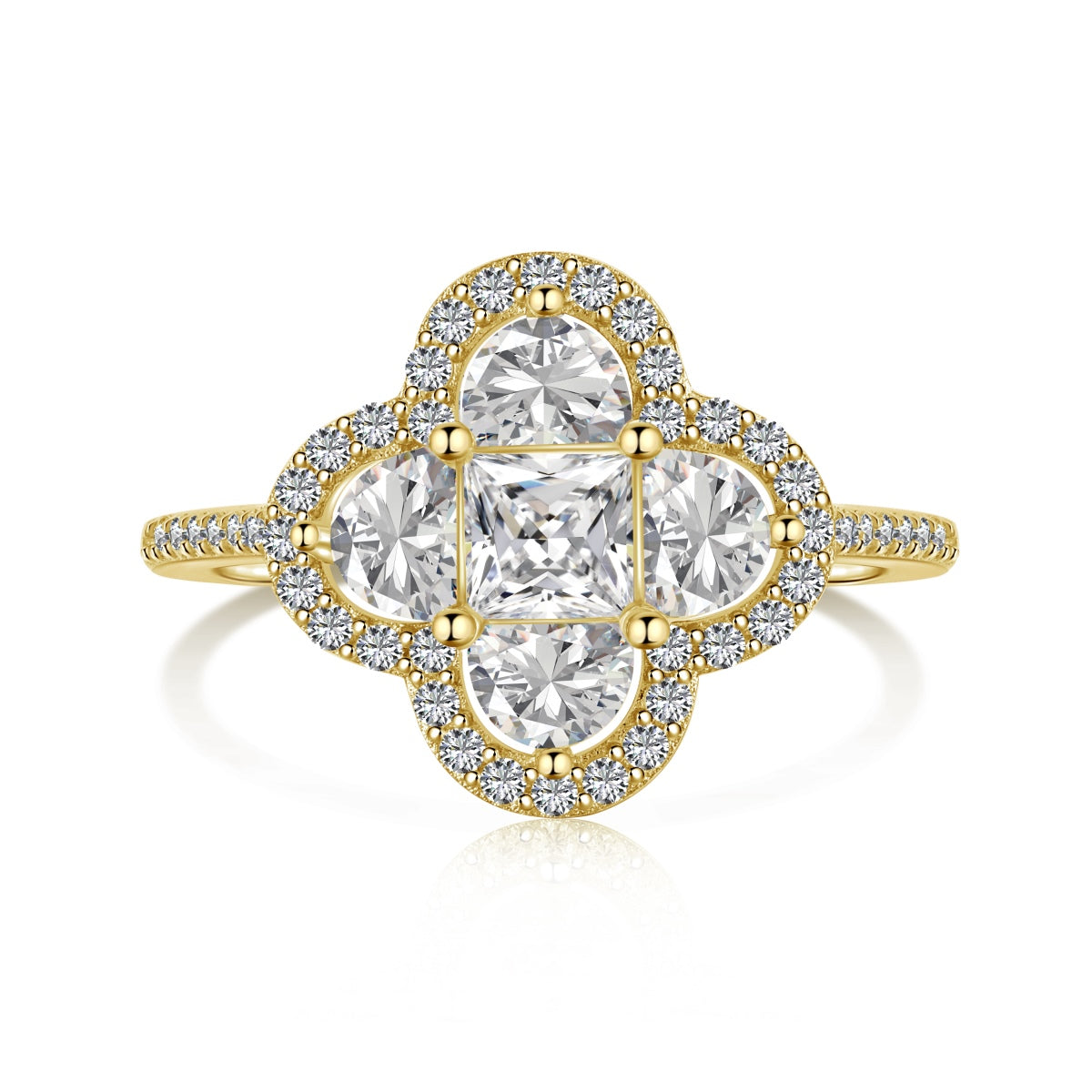 [Solara Jewelry]Luxurious Eternity Flower Shape Banquet Ring