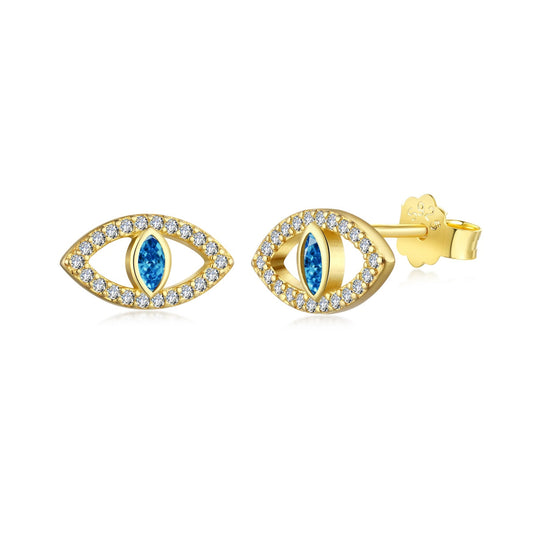 [Solara Jewelrys ]Blue Devil Eyes Hollow Stud Earrings