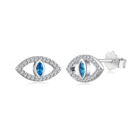 [Solara Jewelry]Blue Devil Eyes Hollow Stud Earrings