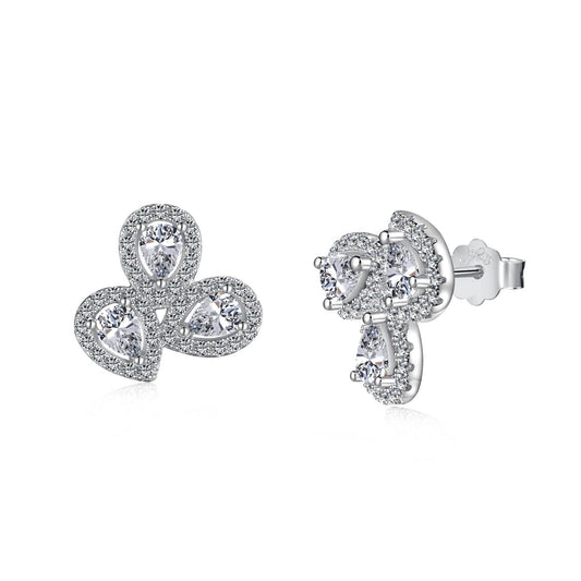 [Solara Jewelrys ]Ornate Flower Shape Pear Cut Lover Earrings