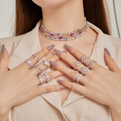 [Solara Jewelry]Radiant Colorful Rainbow Necklace