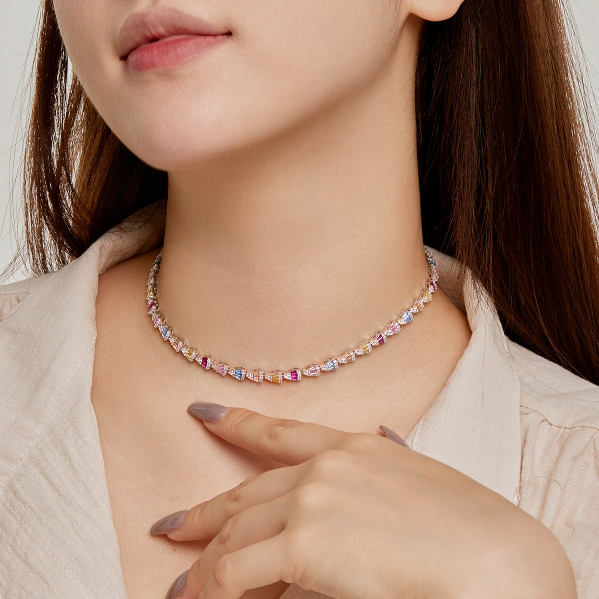 [Solara Jewelry]Radiant Colorful Rainbow Necklace