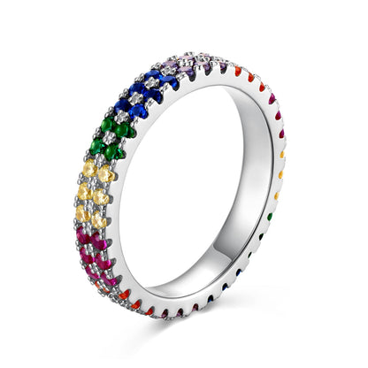 [Solara Jewelry]Unique Colorful Round Cut Tennis Ring