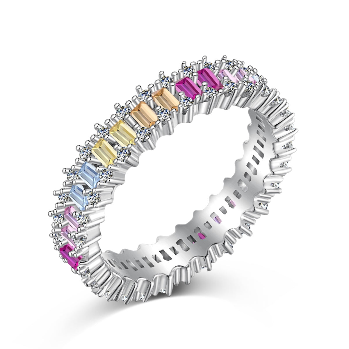 [Solara Jewelry]Splashy Ornate Emerald Cut Cocktail Ring