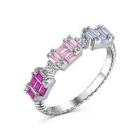 [Solara Jewelry]Unique Colorful Emerald Cut Party Ring