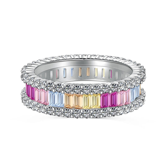 [Solara Jewelrys ]Dainty Kaleidoscopic Emerald Cut Daily Ring