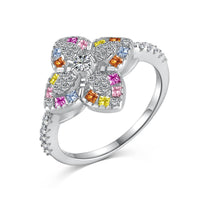[Solara Jewelry]Luxurious Colorful Flower Shape Banquet Ring