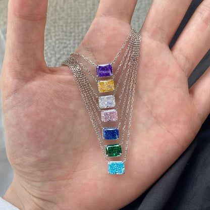 [Solara Jewelry]Luxurious Square Shape Colorful Necalack