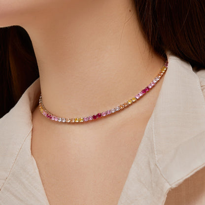 [Solara Jewelry]Delicate Colorful Tennis Necklace