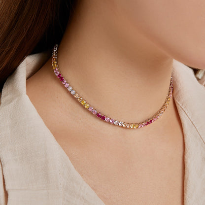 [Solara Jewelry]Delicate Colorful Tennis Necklace