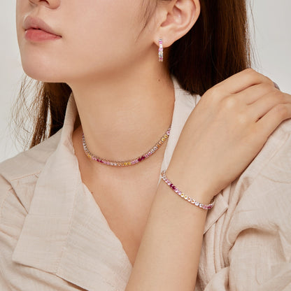 [Solara Jewelry]Delicate Colorful Tennis Necklace