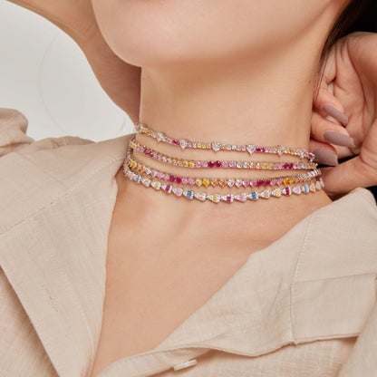 [Solara Jewelry]Delicate Colorful Tennis Necklace