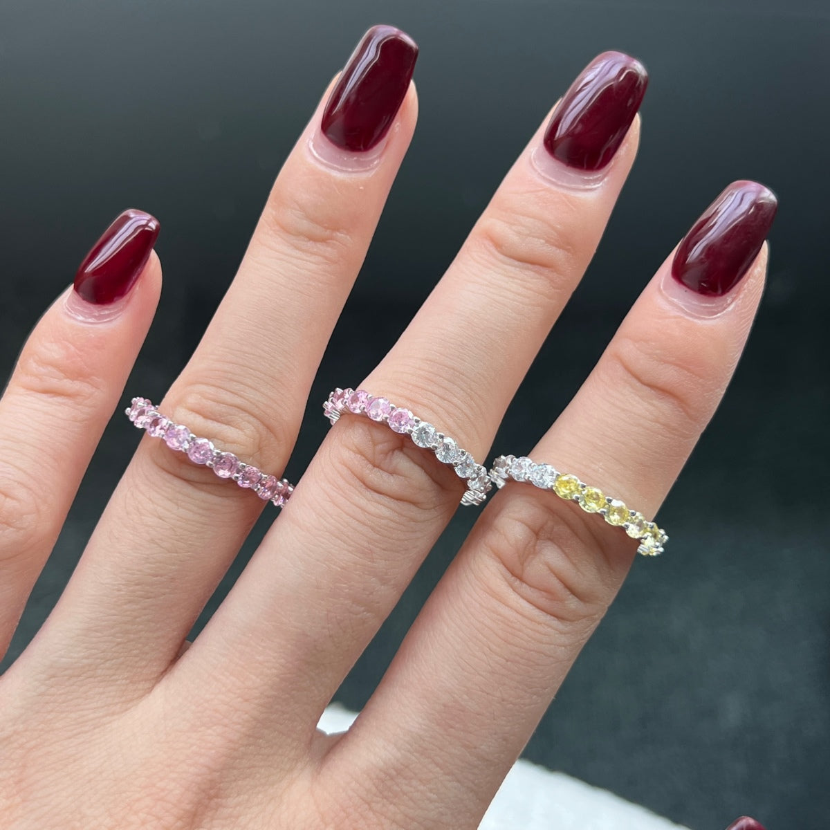 [Solara Jewelry]Sparkling Round Cut Tennis Ring