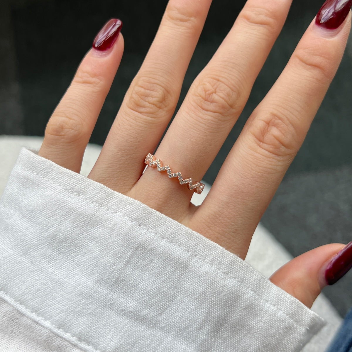[Solara Jewelry]Delicate Enchanting Wave Shape Daily Ring