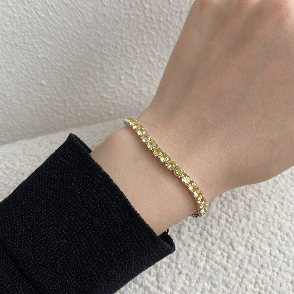 [Solara Jewelry]Ornate Dazzling Round Cut Tennis Bracelet
