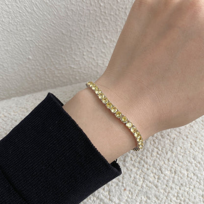 [Solara Jewelry]Ornate Dazzling Round Cut Tennis Bracelet